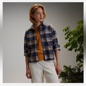 Alpine Design Flannel Womens XL Navy Brown Plaid